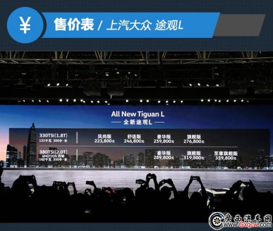 途觀L正式上市 7款車型售價22.38萬元起